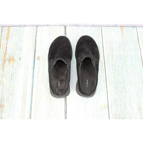 LL Bean  Black Suede Slip-On Casual Mule Clog Shoes Size 6 Wide - Picture 7 of 9